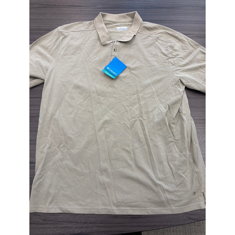 Columbia Omni-Shade Polo Shirt Men's Large Tan Beige Sun Protection NWT